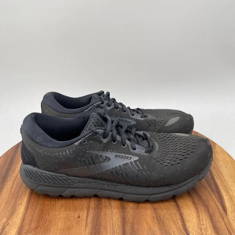 Brooks Addiction GTS 15 Shoes Mens Size 11.5 Triple Black Running Comfort Gym
